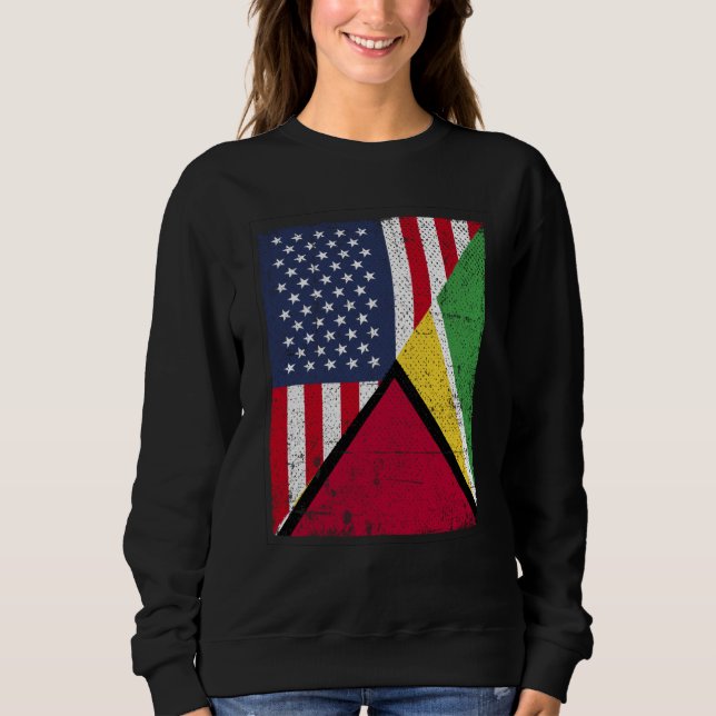 Half USA Flag Half Guyana Flag American Guyanian Sweatshirt (Front)