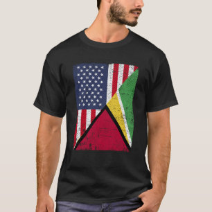 Half USA Flag Half Guyana Flag American Guyanian T-Shirt