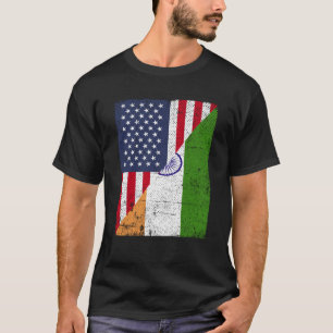 Half USA Flag Half India Flag American Indian T-Shirt