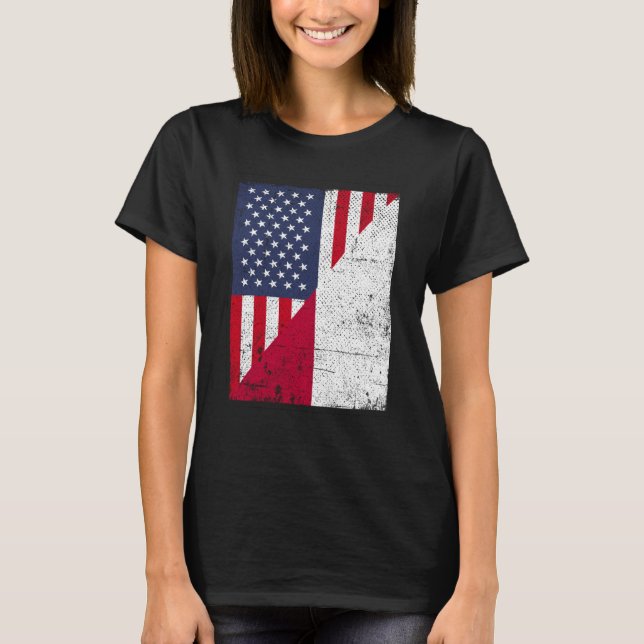 Half USA Flag Half Indonesia Flag American Indones T-Shirt (Front)