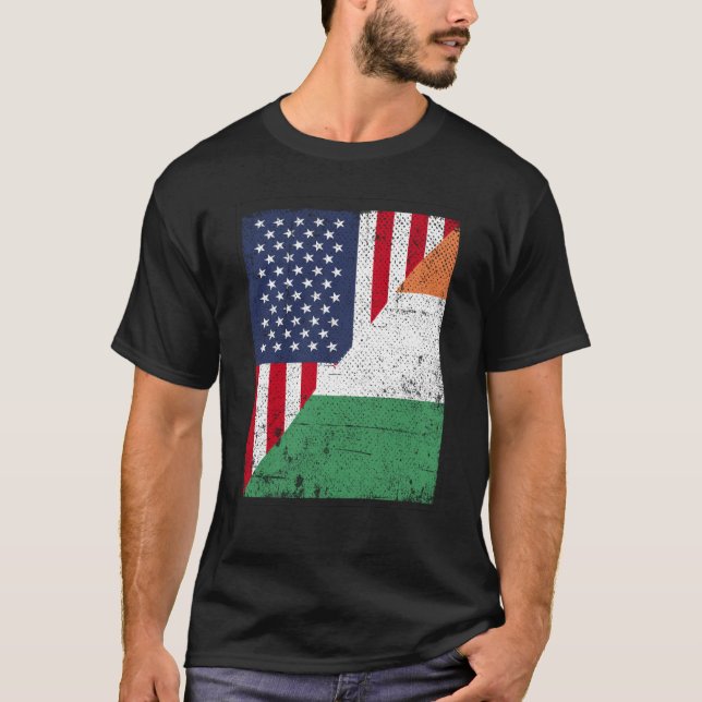 Half USA Flag Half Irland Flag American Irish T-Shirt (Front)