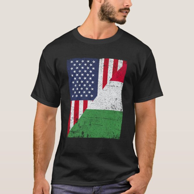 Half USA Flag Half Italy Flag American Italian T-Shirt (Front)