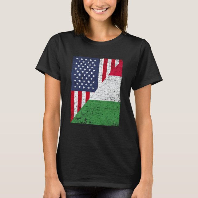 Half USA Flag Half Italy Flag American Italian T-Shirt (Front)