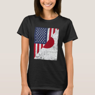 Half USA Flag Half Japan Flag American Japanese T-Shirt