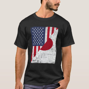Half USA Flag Half Japan Flag American Japanese T-Shirt