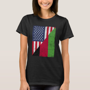 Half USA Flag Half Malawi Flag American Malawian T-Shirt
