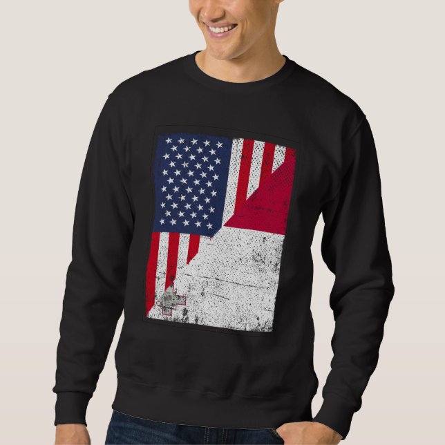 Half USA Flag Half Malta Flag American Maltese Sweatshirt (Front)