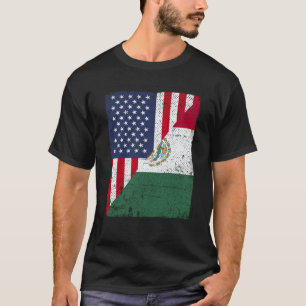 Half USA Flag Half Mexico Flag American Mexican T-Shirt