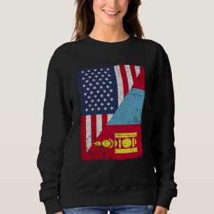 Half USA Flag Half Mongolia Flag American Mongolia Sweatshirt