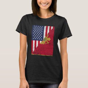 Half USA Flag Half Montenegro Flag American Monten T-Shirt