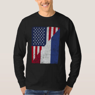 Half USA Flag Half Netherlands Flag American Dutch T-Shirt