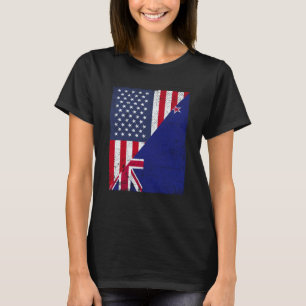 Half USA Flag Half New Zealand Flag American New Z T-Shirt