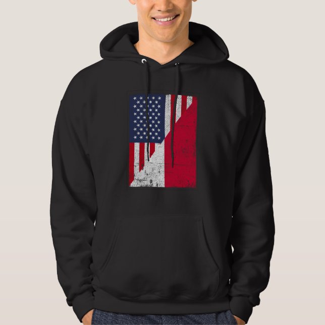 Half USA Flag Half Poland Flag American Polish Hoodie (Front)