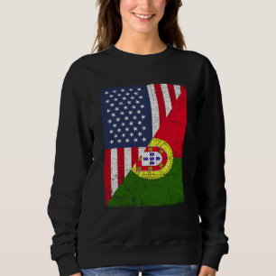 Half USA Flag Half Portugal Flag American Portugue Sweatshirt