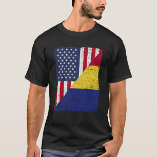 Half USA Flag Half Romania Flag American Romanian T-Shirt