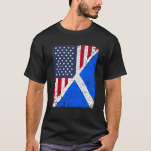 Half USA Flag Half Scotland Flag American Scottish T-Shirt
