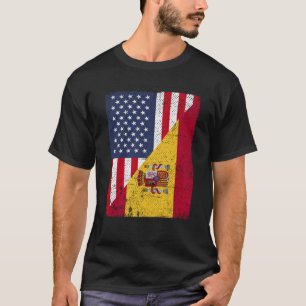 Half USA Flag Half Spain Flag American Spanish T-Shirt