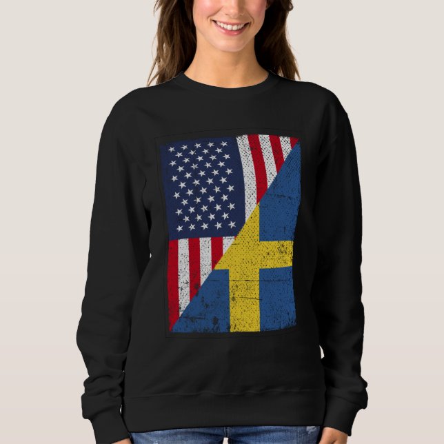 Half USA Flag Half Sweden Flag American Swedish Sweatshirt (Front)