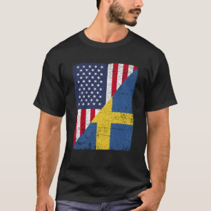 Half USA Flag Half Sweden Flag American Swedish T-Shirt