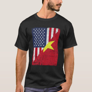 Half USA Flag Half Vietnam Flag American Vietnames T-Shirt