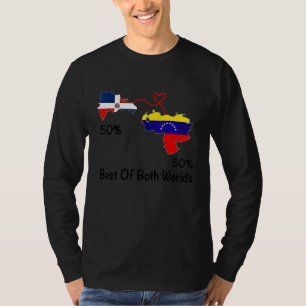 Half venezuela Half Dominican Flag Map Love venezu T-Shirt