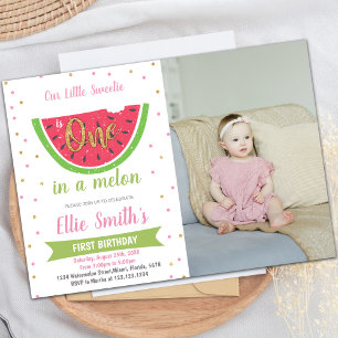 Half Watermelon Birthday Invitations with Photo