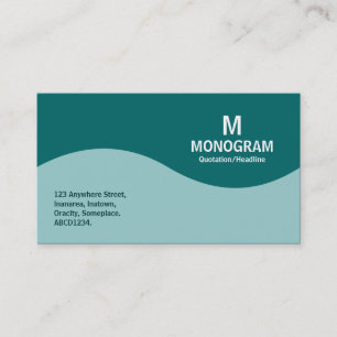 Half Wave Monogram - Lt Blue Green and Teal 006666 Business Card