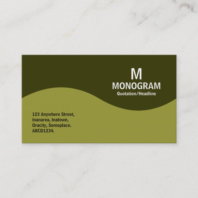 Half Wave Monogram - Olive Green with 333300 Business Card (Front)