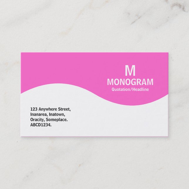 Half Wave Monogram - Pink FF66CC Business Card (Front)