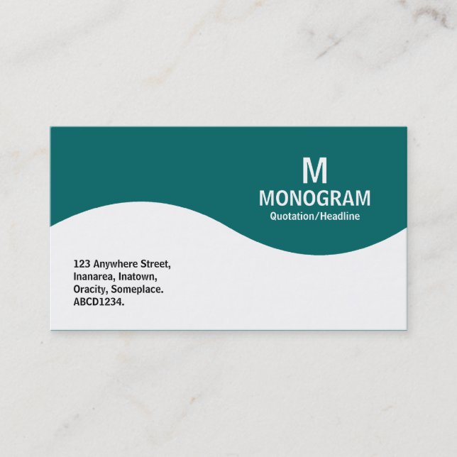 Half Wave Monogram - Teal Green 006666 Business Card (Front)
