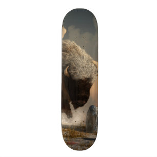 Half White Bison Skateboard