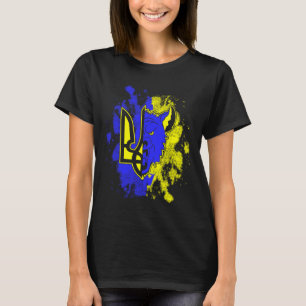 Half Wolf Half Ukraine Tryzub Ukrainian Symbol And T-Shirt