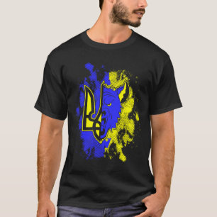 Half Wolf Half Ukraine Tryzub Ukrainian Symbol And T-Shirt