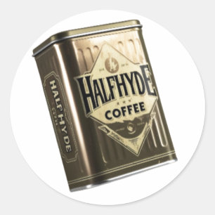 Halfhyde Coffee Co Retro Coffee Tin Classic Round Sticker