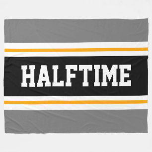 HALFTIME Black Grey White Yellow Racing Stripes Fleece Blanket