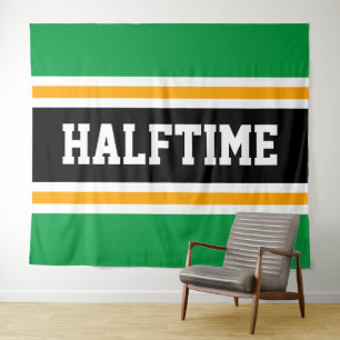 HALFTIME Bold Sporty Bright Green Black Stripes Tapestry