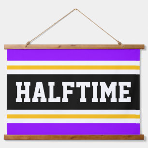 HALFTIME Bright Purple Black Yellow Party Stripes Hanging Tapestry
