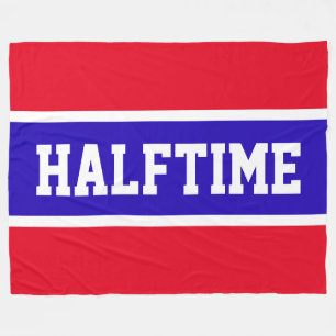 HALFTIME Bright Sporty Red White Blue Stripes Fleece Blanket