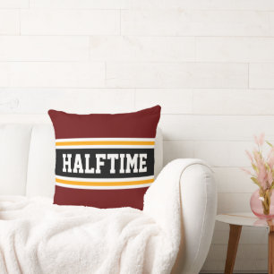 HALFTIME Deep Red Yellow Black Sporty Stripes Cushion