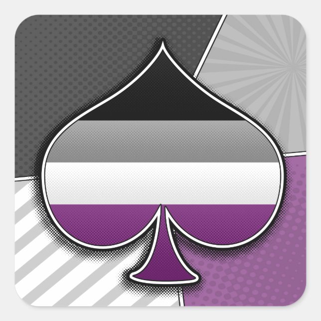 Halftone Asexual Pride Ace Symbol with Flag  Square Sticker (Front)