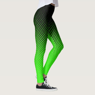 Halftone Black Neon Green Leggings