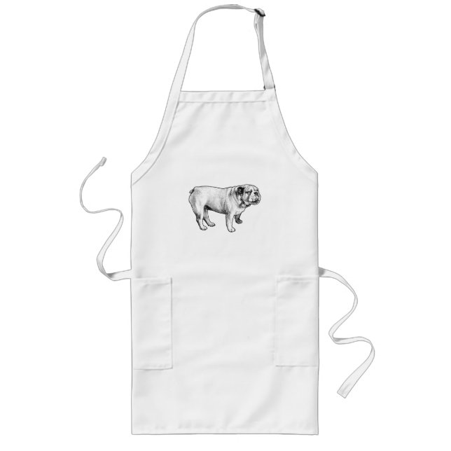 halftone calm cook, bulldog long apron (Front)