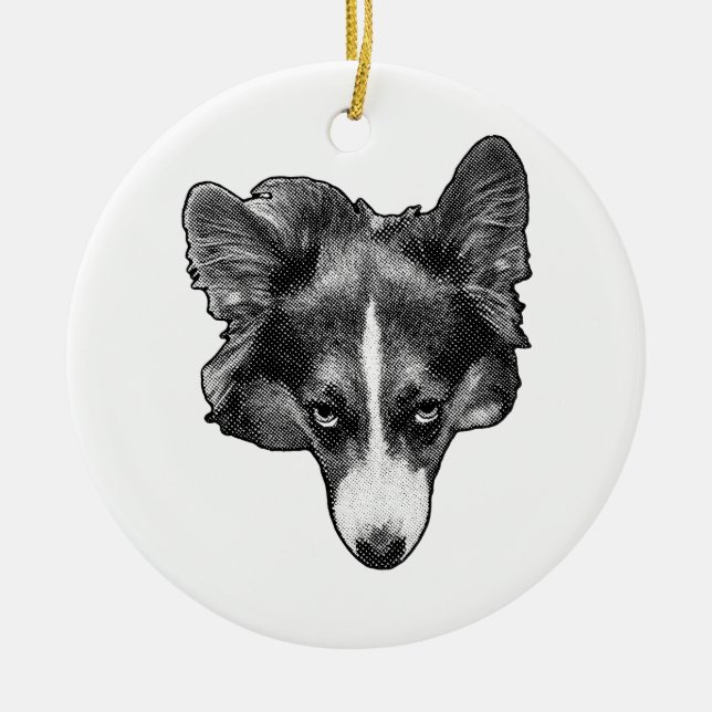 halftone cheer face ceramic ornament (Front)