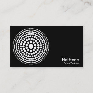 Halftone Circle 01 - White on Black Business Card