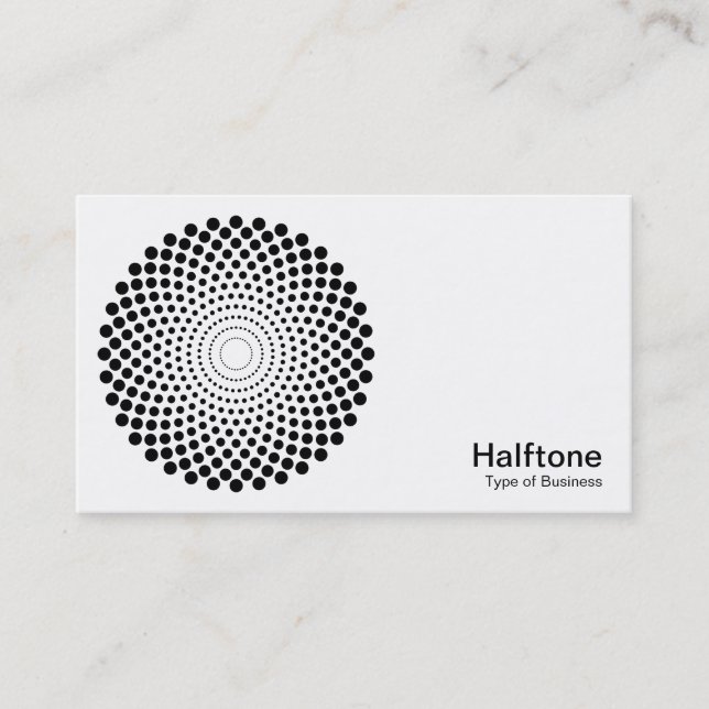 Halftone Circle 02 - Black and White Business Card (Front)