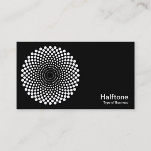 Halftone Circle 02 - White on Black Business Card