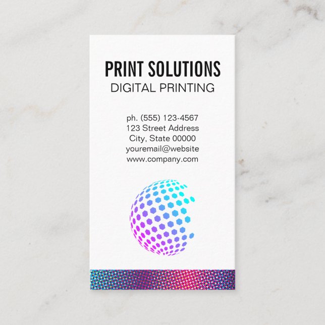 Halftone Colours | Colourful Geometric Globe Business Card (Front)