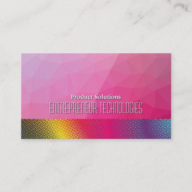 Halftone Colours | Magenta Geometric  Business Card (Front)