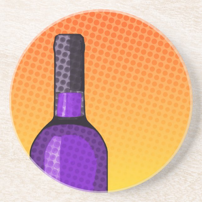 halftone comic wine glass and bottle coaster (Front)