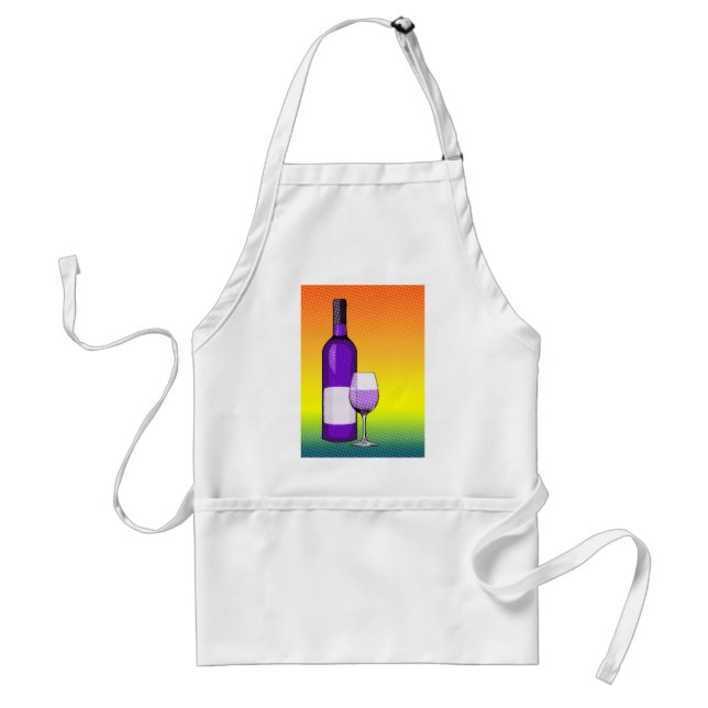 halftone comic wine glass and bottle standard apron (Front)